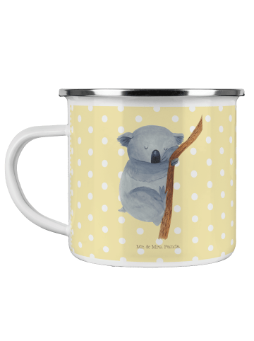Mr. & Mrs. Panda Camping Emaille Tasse Koalabär ohne Spruch in Gelb Pastell