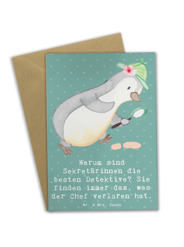 Mr. & Mrs. Panda Glückwunschkarte Sekretärin Detektiv mit Spruch in Meeresbrise