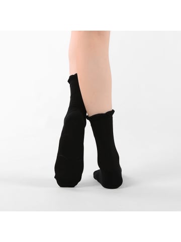 MUNADUNA 4er-Pack Lochmuster Kreis-Mittelsocken in Schwarz