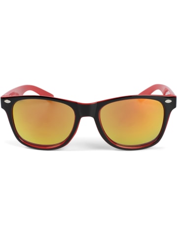 styleBREAKER Nerd Sonnenbrille in Schwarz-Rot / Orange-Rot verspiegelt