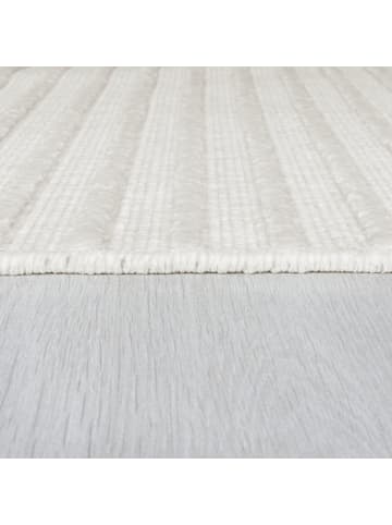 KADIMA DESIGN Maschinenwaschbarer Streifenteppich, ideal für das Familienleben in Weiß