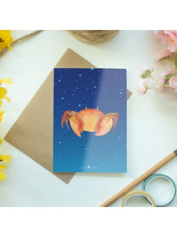 Mr. & Mrs. Panda Beileidskarte Sternzeichen Krebs ohne Spruch in Sternenhimmel Blau