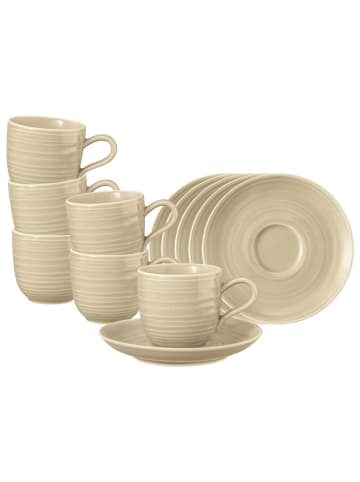 6er Set Espressotassen mit Untertassen Terra in Sandbeige 0,09 l
