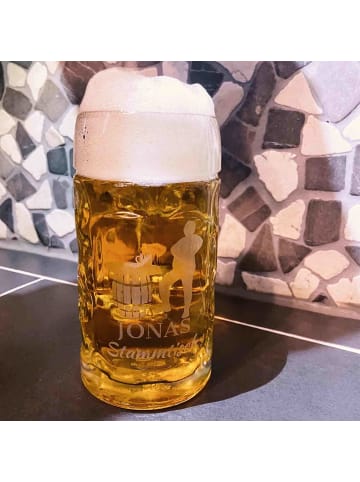 LUXENTU Bierkrug mit Gravur Legende seit 80 Jahren 0,5 Liter in transparent