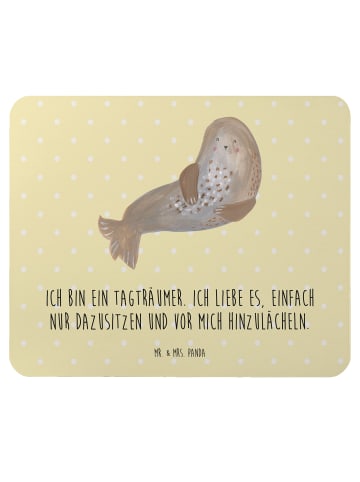 Mr. & Mrs. Panda Mousepad Robbe Lachen mit Spruch in Gelb Pastell
