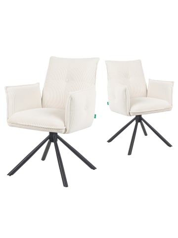 DUBI Möbel 2er-Set: Drehstuhl Mika-Nevio in Creme - (B)60 x (H)88 x  (T)63 cm