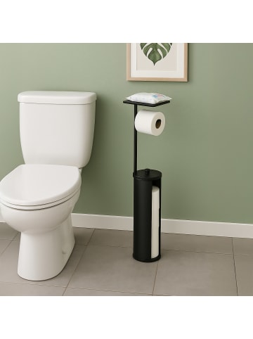relaxdays Toilettenpapierhalter in Schwarz - (B)22 x (H)91 x (T)14 cm