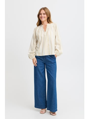 Pulz Kurzarm-Bluse PZTIONA Loose fit in Antique White