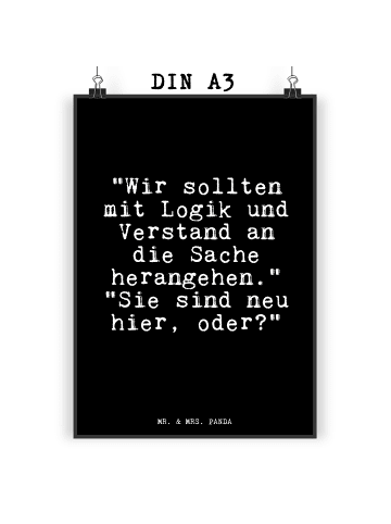 Mr. & Mrs. Panda Poster "Wir sollten mit Logik... mit Spruch in Schwarz