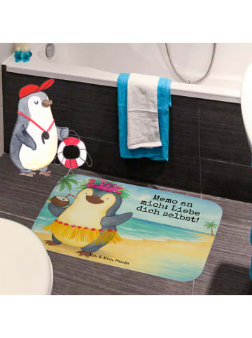 Mr. & Mrs. Panda Badezimmerteppich Pinguin Kokosnuss Design mit ... in Weiß