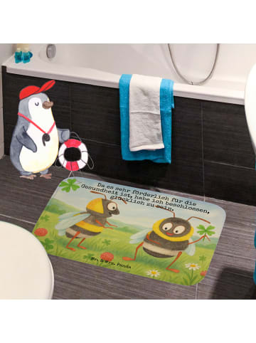 Mr. & Mrs. Panda Badematte Hummeln Kleeblatt Design mit Spruch in Weiß