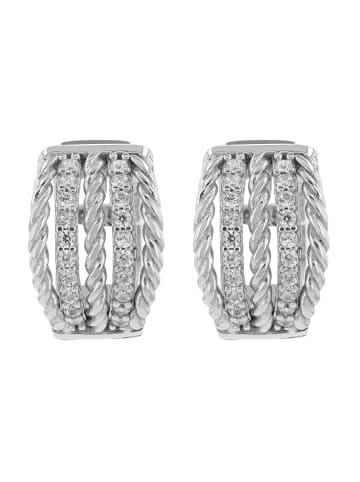 Adeliás Damen Ohrringe – Klappcreole aus 925 Silber mit Zirkonia in silber