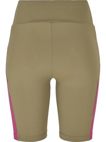 Urban Classics Urban Classics Damen Ladies Color Block Cycle Shorts in khaki/brightviolet