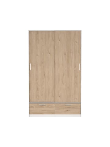 ebuy24 Kleiderschrank Line Nussbaum, Weiß 122 x 61 cm