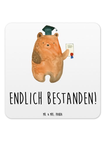Mr. & Mrs. Panda Bierdeckel Bär Prüfung mit Spruch in Weiß