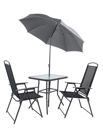 VCM  3-tlg Sitzgruppe Gartenmöbel Tisch Stühle Set 80 in Anthrazit