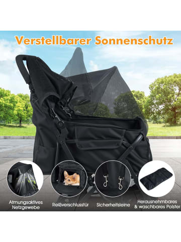 COSTWAY Hundewagen Doppel Hundebuggy faltbar in Schwarz