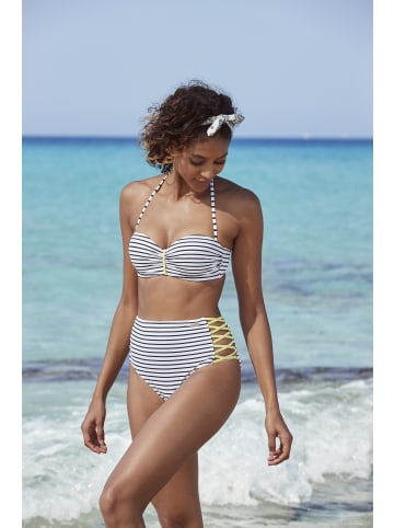 Venice Beach Highwaist-Bikini-Hose in schwarz-weiß-limette