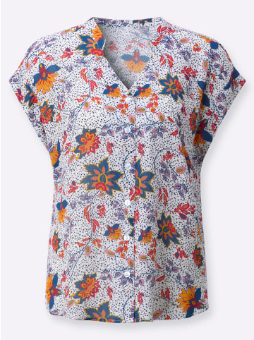 WITT WEIDEN Kurzarmbluse in weiß-erdbeere-bedruckt