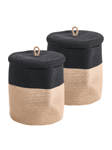 Beliani 2er-Set Korb SILOPI in Schwarz/Beige