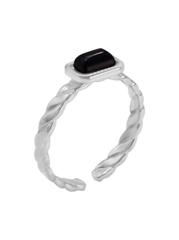 Steel_Art Ring mit schwarzen Stein Damen Norba silberfarben in silberfarben poliert