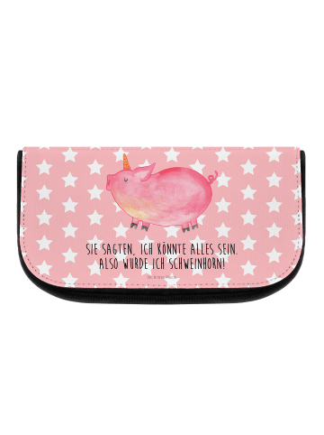 Mr. & Mrs. Panda Kulturtasche Einhorn Schwein mit Spruch in Rot Pastell