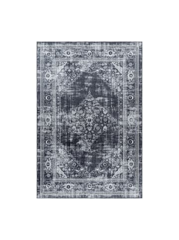 KADIMA DESIGN Teppich Waschbar Flachgewebe Orientalisch Polyester Wohnzimmer in Schwarz