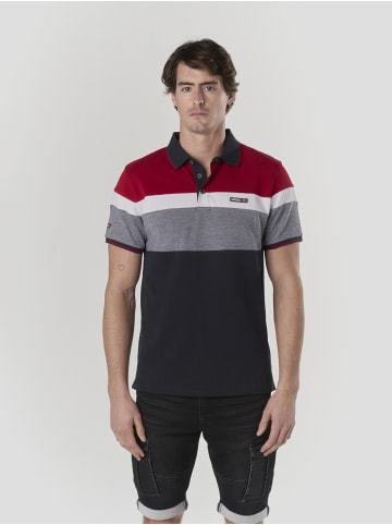 KOROSHI Normal polo pique streifen-block nautik in rot