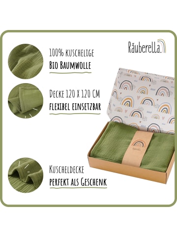 Räuberella Musselin Babydecke in Olivgrün - 120x120 cm