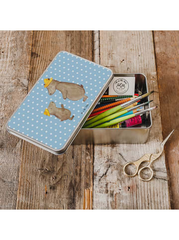 Mr. & Mrs. Panda Geschenkbox Bären mit Hut ohne Spruch in Blau Pastell