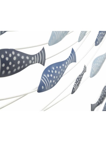 Mauro Ferretti Dekorative 3D-Metallplatte mit blauem Fischmotiv, 96,5 x 1,5 x 61 cm