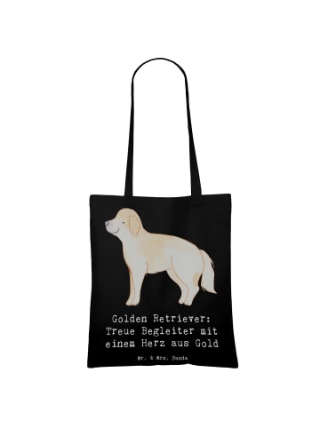 Mr. & Mrs. Panda Tote Bag Golden Retriever Freund mit Spruch in Schwarz