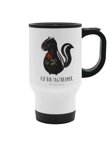 Mr. & Mrs. Panda Thermobecher Für Kaffee Stinktier Blume mit Spruch in Weiß