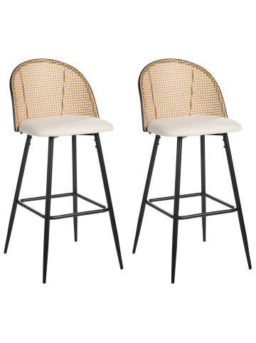 Beliani 2-tlg Barhocker CORNELL in Schwarz/Beige/Heller Holzfarbton