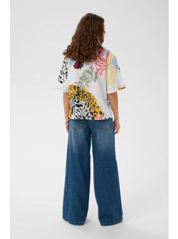 CULTURE Kurzarm-Bluse CUashmo Relaxed fit in Blue/Red Animal