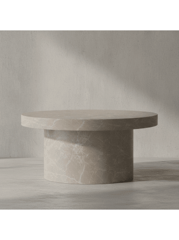KADIMA DESIGN Couchtisch 60x60x30 cm Sandfarben Sofatisch in Stein-Optik Modern, in Beige