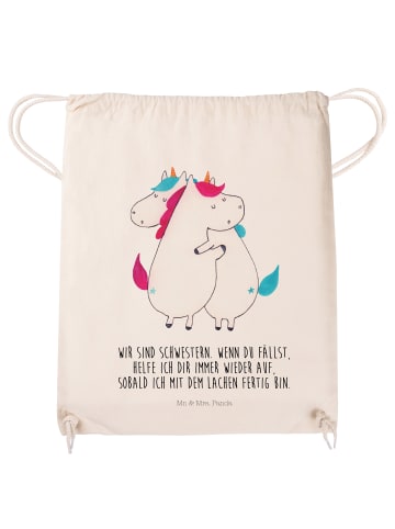 Mr. & Mrs. Panda Gym-Rucksack Einhörner Umarmen mit Spruch in Creme