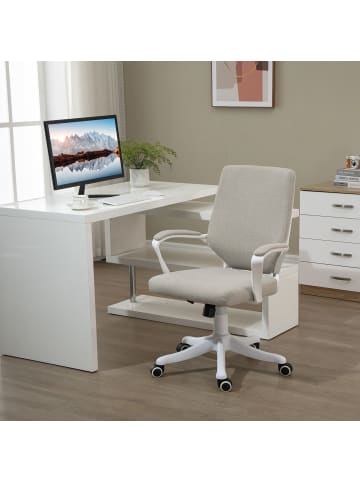 Vinsetto Bürostuhl-62B x 69T x 92-100H cm-Beige+ Weiß