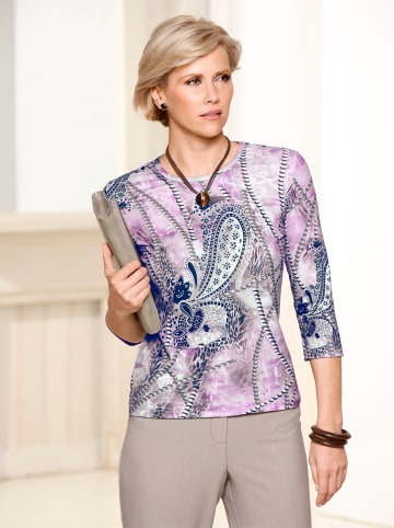 WITT WEIDEN 3/4-Arm-Shirt in rosé-marine-gemustert