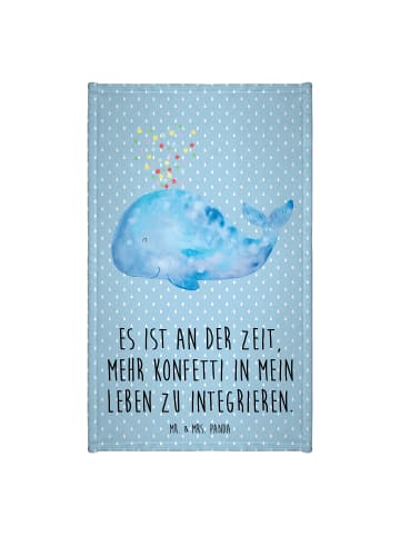 Mr. & Mrs. Panda Handtuch Wal Konfetti mit Spruch in Blau Pastell