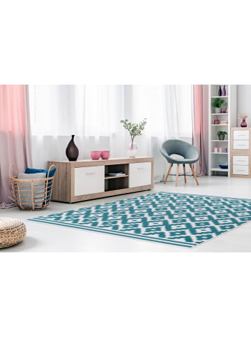 Teppich Boss Kurzflor Teppich Nico 325 - Weiß / Türkis