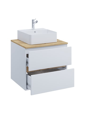 VCM  2 tlg. Badmöbel-Set mit Waschbecken Cosila-A 60 cm in Weiß / Honig-Eiche