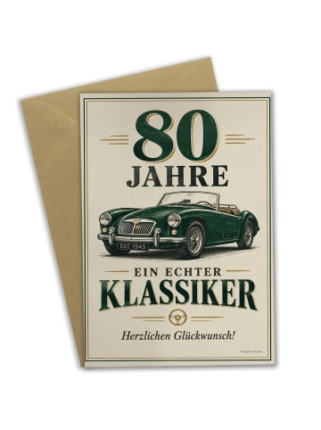 Mr. & Mrs. Panda Geburtstagskarte Vintage Roadster stilvoll Desi... in Weiß