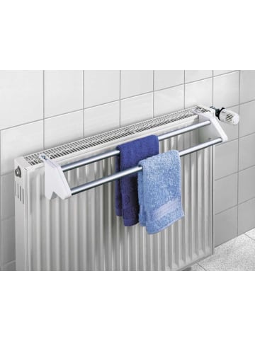 Wenko TWIN Wäschetrockner, Heizkörperaufhänger in Silbern, (B) 57 x (H) 12 x (L) 13 cm