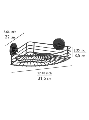 Wenko Eckregal für Dusche BARI, Vaccum-Loc in Schwarz, (B) 35 x (H) 9 x (L) 22,5 cm