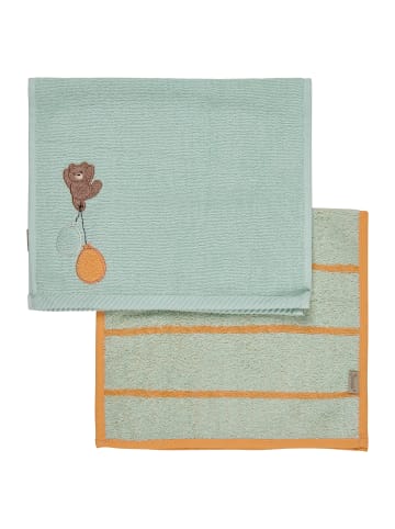 Sterntaler Kinderhandtuch 2er-Pack BÄR Bo in helles grün