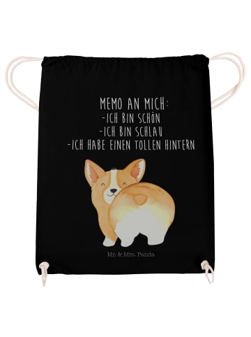 Mr. & Mrs. Panda Jutebeutel Corgi Po mit Spruch in Schwarz