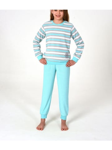 NORMANN Frottee Pyjama Schlafanzug Bündchen - 82568 in mint