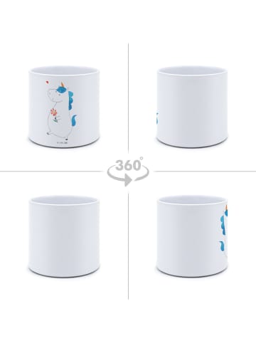 Mr. & Mrs. Panda Blumentopf Groß Einhorn Spaziergang ohne Spruch in Weiß