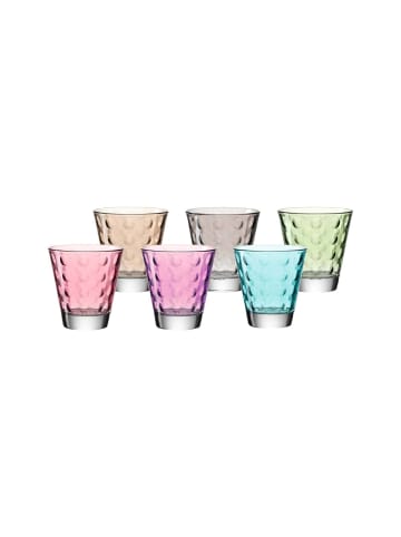 LEONARDO 6er Set Trinkglas OPTIC Trinkglas klein 215 ml in bunt